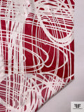 Stencil Ovals Printed Silk Charmeuse - Dark Red / Off-White