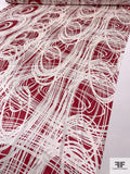 Stencil Ovals Printed Silk Charmeuse - Dark Red / Off-White