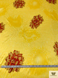 Floral and Animal Pattern Printed Silk Charmeuse - Yellow / Burnt Orange / Khaki-Olive