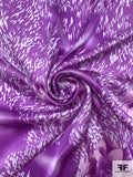 Floral and Animal Pattern Printed Silk Charmeuse - Amethyst Purple