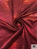 Cloudy Animal Pattern Printed Silk Charmeuse - Dark Red / Orange / Magenta