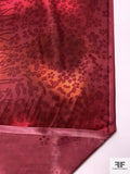 Cloudy Animal Pattern Printed Silk Charmeuse - Dark Red / Orange / Magenta
