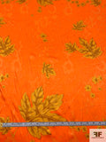 Leaf Printed Silk Charmeuse - Orange / Autumn Yellow