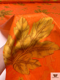 Leaf Printed Silk Charmeuse - Orange / Autumn Yellow