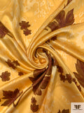 Leaf Printed Silk Charmeuse - Pale Marigold / Brown