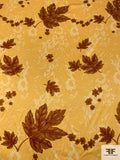 Leaf Printed Silk Charmeuse - Pale Marigold / Brown