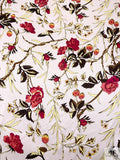 Floral Branches Printed Silk Charmeuse - Raspberry / Dusty Peach / Light Yellow / Brown / Off-White