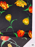 Floral Printed Silk Charmeuse - Yellow / Dark Reds / Green / Black