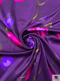 Floral Printed Silk Charmeuse - Purple / Violet / Hot Pink / Olive Green