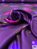 Floral Printed Silk Charmeuse - Purple / Violet / Hot Pink / Olive Green