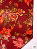 Floral Printed Silk Charmeuse - Maroon / Windsor Tans / Coral / Dusty Purple