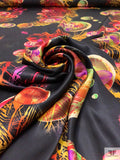 Abstract Printed Silk Charmeuse - Red / Marigold / Green / Violet / Black