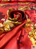 Floral Printed Silk Charmeuse - Reds / Yellow / White