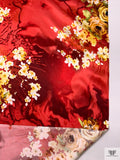Floral Printed Silk Charmeuse - Reds / Yellow / White