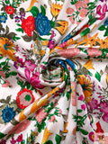 Floral Printed Silk Charmeuse - Multicolor / Off-White