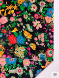 Floral Printed Silk Charmeuse - Multicolor / Black