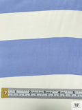 Multisize Striped Matte-Side Printed Silk Charmeuse - Periwinkle / Ivory