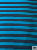 Horizontal Striped Printed Fine Silk Twill - Teal / Navy