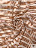 Tile Pattern Printed Silk Georgette - Windsor Tan / Cream / Off-White / Salmon Orange