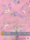 Floral Printed Silk Chiffon - Pink / Lilac / Lavender / Soft Lime