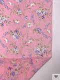 Floral Printed Silk Chiffon - Pink / Lilac / Lavender / Soft Lime