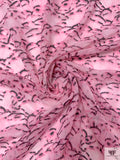 Abstract Printed Silk Chiffon - Baby Pink / Black
