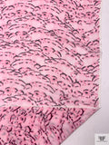 Abstract Printed Silk Chiffon - Baby Pink / Black