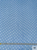 Polka Dot Printed Silk Chiffon - Cornflower Blue / Off-White