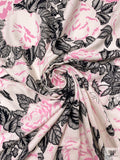 Floral Printed Linen-Weave Cotton - Pink / Black / Off-White
