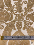 Regal Motif Printed Linen-Weave Cotton - Tan / Off-White