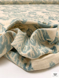 Vintage-Look Branch Leaf Printed Cotton-LInen Blend - Vintage Turquoise / Sand