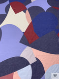 Hearts Collage Printed Linen-Weave Cotton - Blues / Maroon / Blush