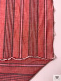 Italian Vertical Striped Yarn-Dyed Cotton-Linen Blend - Washed Red / Purple / Pink