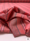 Italian Vertical Striped Yarn-Dyed Cotton-Linen Blend - Washed Red / Purple / Pink