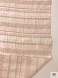 Horizontal Striped Crinkled Linen-Like Blend with Sheen - Shaker Beige / Light Pink / Ivory
