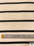Italian Horizontal Striped Yarn-Dyed Stretch Cotton Suiting - Black / Ivory