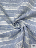 Horizontal Striped Yarn-Dyed Cotton Blend with Slubs - Blue / Off-White