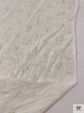 Vine Embroidered Cotton-Linen Fashion Suiting - Pastel Green / Off-White