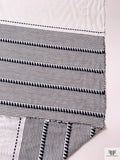 Italian Triangle and Striped Brushed Woven Cotton Blend Novelty Panel - Black / Off-White / Highlighter Yellow
