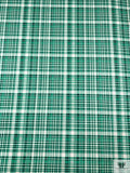 Italian Plaid Printed Double Face Satin - Jade Green / Spruce Green / Off-White