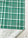 Italian Plaid Printed Double Face Satin - Jade Green / Spruce Green / Off-White