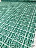 Italian Plaid Printed Double Face Satin - Jade Green / Spruce Green / Off-White