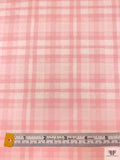 Italian Plaid Printed Double Face Satin - Baby Pink / Light Cream