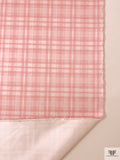 Italian Plaid Printed Double Face Satin - Baby Pink / Light Cream