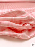 Italian Plaid Printed Double Face Satin - Baby Pink / Light Cream