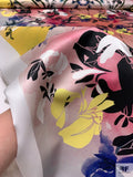 Italian Leaf and Floral Watercolor Printed Double Face Satin - Multicolor