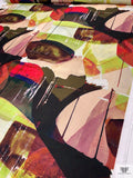 Italian Abstract Printed Textured Pique-Zibeline - Multicolor