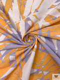 Tropical Leaf Printed Cotton Faille - Marigold / Lilac / Off-White
