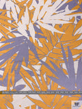 Tropical Leaf Printed Cotton Faille - Marigold / Lilac / Off-White