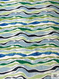 Painterly Striations Printed Silk-Wool Mikado - Greens / Blues / Navy / Light Ivory